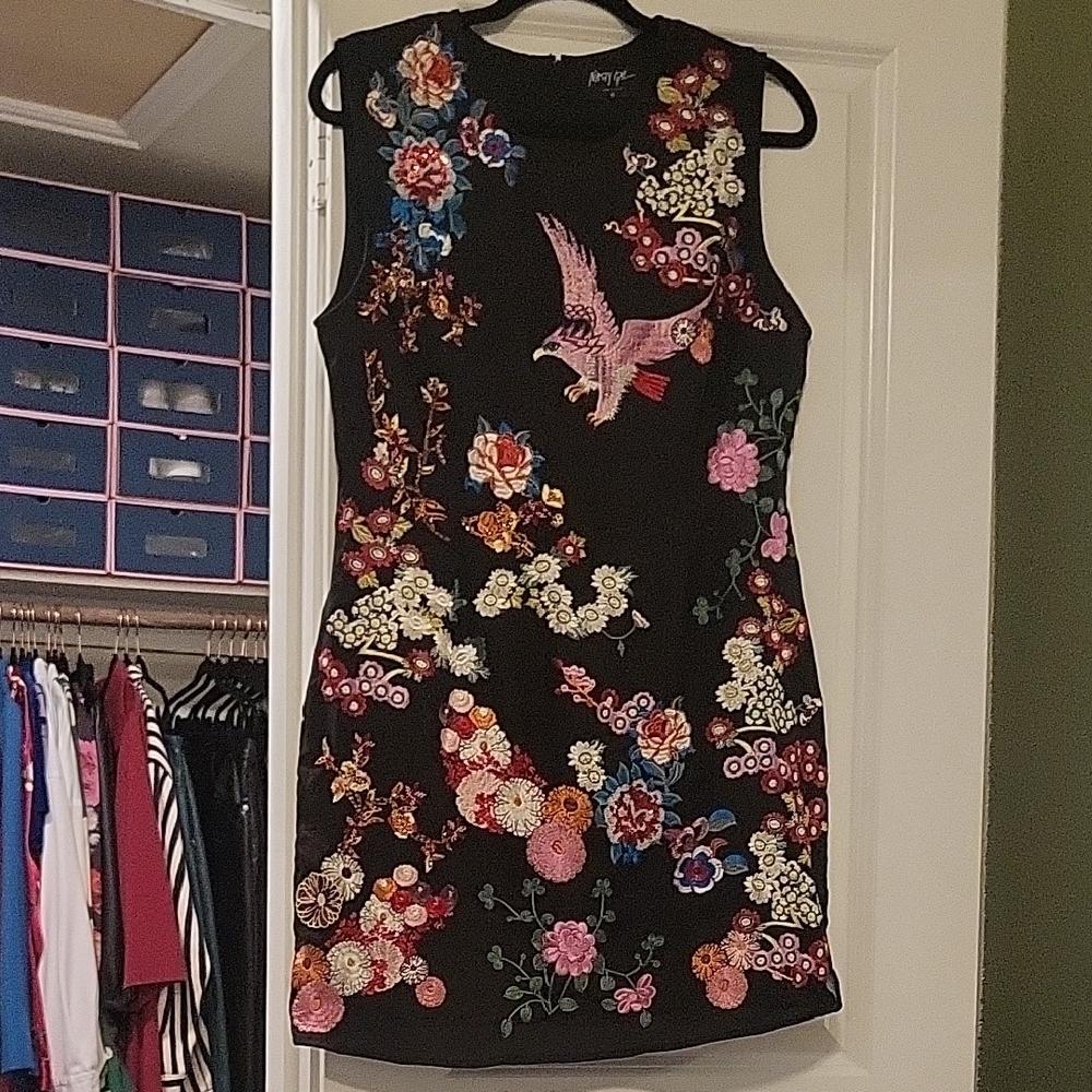 NASTY GAL  Black  Floral Embroidery Dress